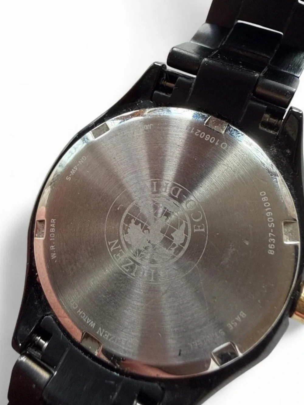 Citizen Eco-Drive POV Crystal Bezel Watch Black Gold